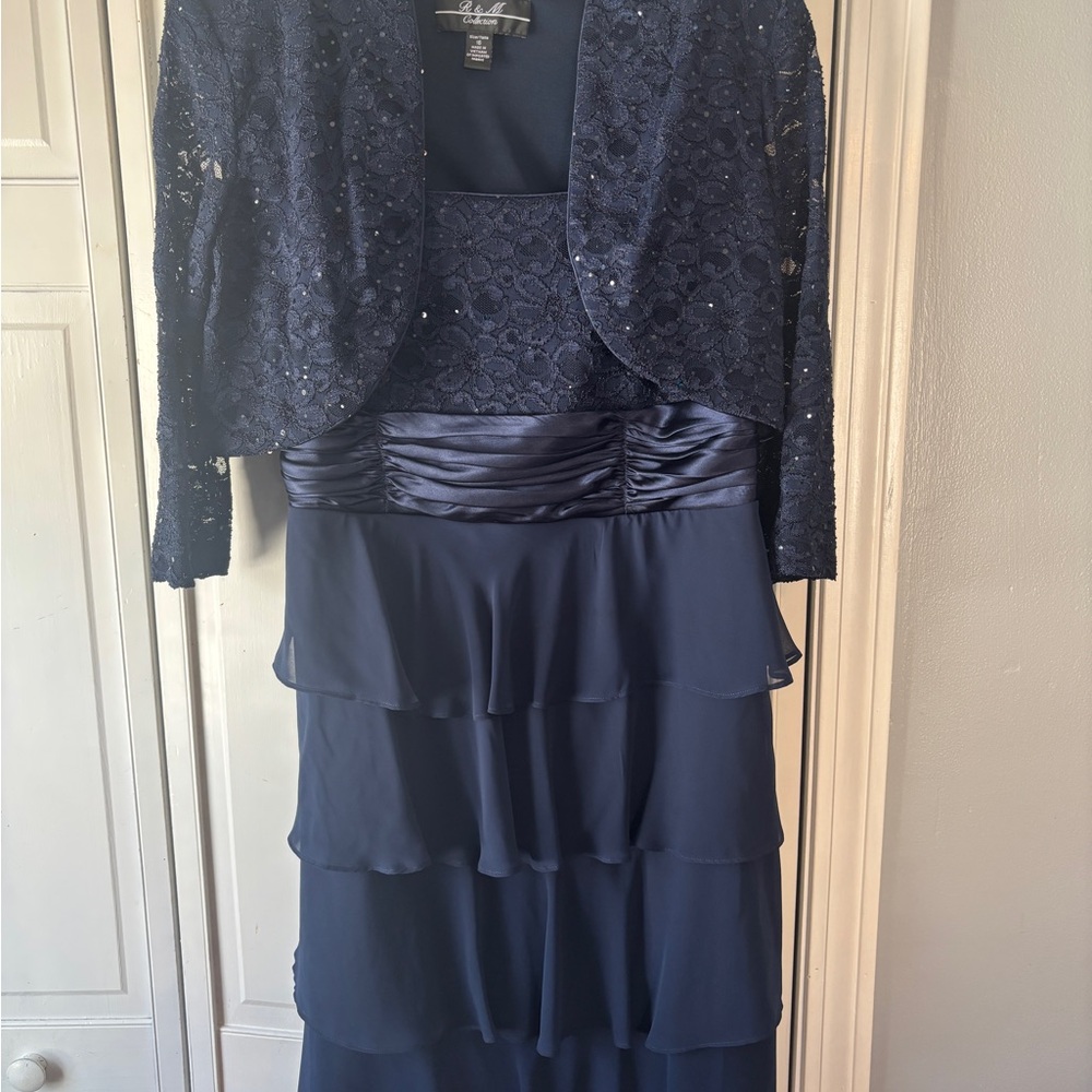 Elegant Navy Blue Dress with Jacket